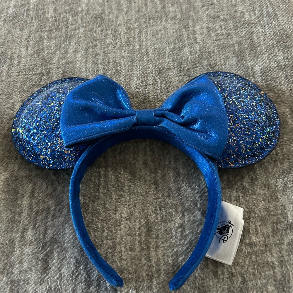 Blue Glitter Mouse Ears Headband